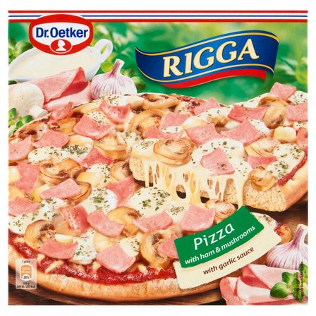 Dr. Oetker Rigga Pizza z szynką i pieczarkami z sosem czosnkowym 270 g (1)