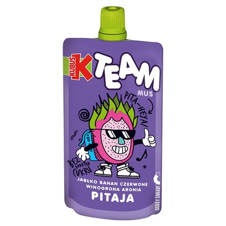 Kubuś Team Mus jabłko banan czerwone winogrona aronia pitaja 100 g (1)