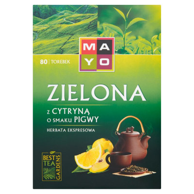 Mayo Zielona z cytryną o smaku pigwy Herbata ekspresowa 120 g (80 torebek) (1)