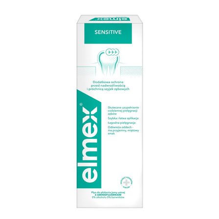 elmex Sensitive płyn do płukania jamy ustnej na nadwrażliwość bez alkoholu 400 ml (1)