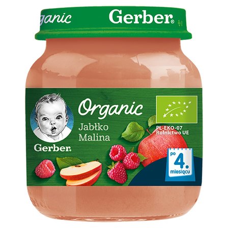 Gerber Organic Jabłko malina dla niemowląt po 4. miesiącu 125 g (1)