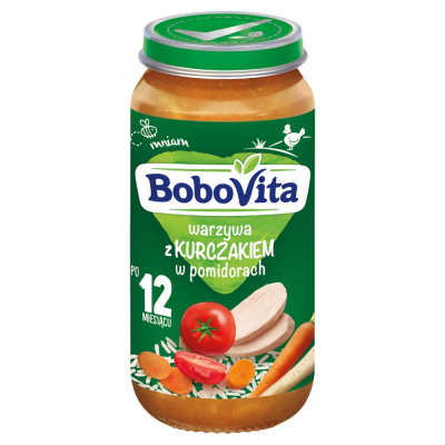 BoboVita Warzywa z kurczakiem w pomidorach po 12 miesiącu 250 g (2)