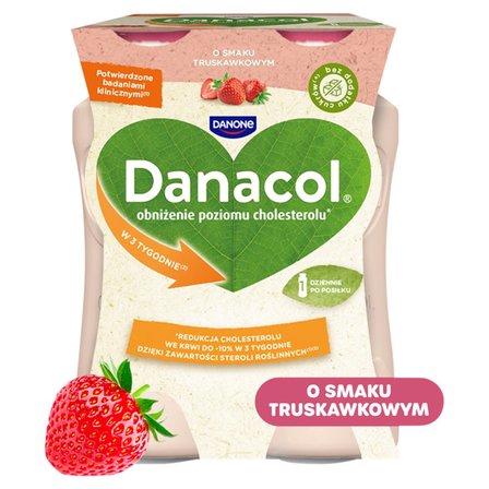 Danacol Jogurt pitny o smaku truskawkowym 400 g (4 x 100 g) (2)