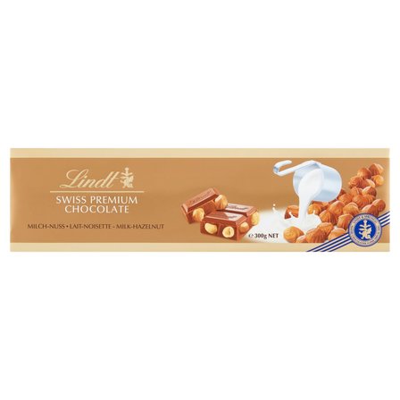 Lindt Szwajcarska czekolada mleczna z całymi orzechami laskowymi 300 g (1)