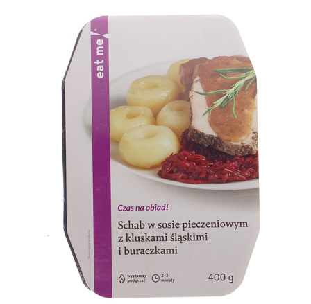 Eat me schab w sosie pieczeniowym z kluskami śląskimi i buraczkami 400g (1)