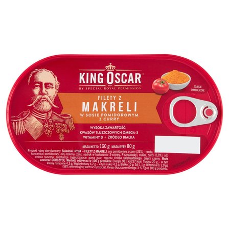 King Oscar Filety z makreli w sosie pomidorowym z curry 160 g (1)