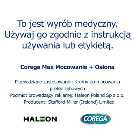 Corega Power Max Wyrób medyczny krem mocujący do protez zębowych neutralny smak 40 g (5)