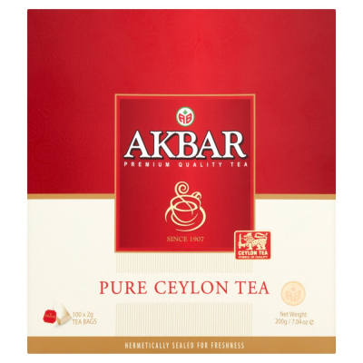 Akbar Pure Ceylon Herbata czarna 200 g (100 torebek) (1)