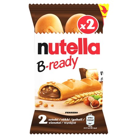 Nutella B-ready Wafelek z orzechami laskowymi i kakao oraz chrupkami 2 x 22 g (1)