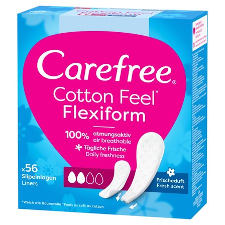 Carefree Cotton Feel Flexiform Wkładki higieniczne świeży zapach 56 sztuk (2)