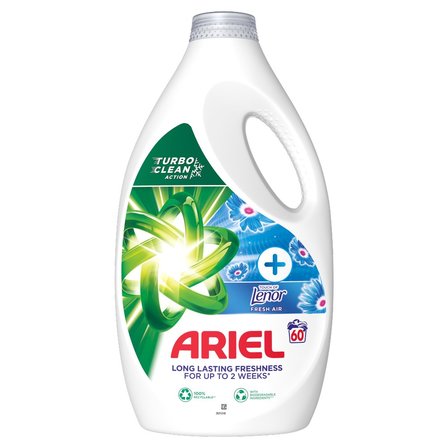 Ariel Washing Liquid, 60 Washes, +Touch Of Lenor Fresh Air 3l (1)