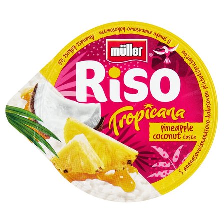 Müller Riso Tropicana Deser mleczno-ryżowy z sosem o smaku ananasowo-kokosowym 175 g (1)