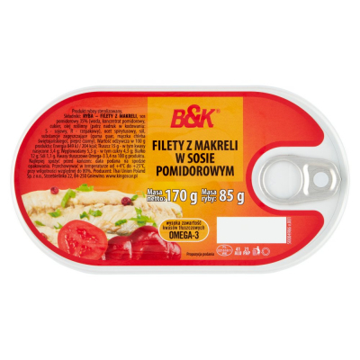 B&K Filety z makreli w sosie pomidorowym 170 g (1)