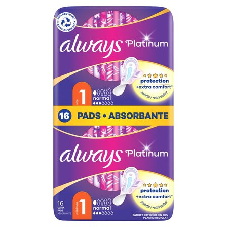 Always Platinum Normal (Rozmiar 1) Podpaski ze skrzydełkami, 16 sztuk (1)