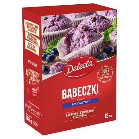 Delecta Babeczki smak borówkowy mieszanka do domowego wypieku ciasta 280 g (1)