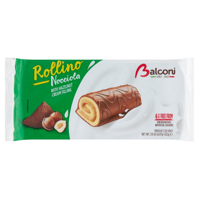 Balconi Wyrób cukierniczy w polewie z kakao z nadzieniem z orzechów laskowych 222 g (6 x 37 g) (1)