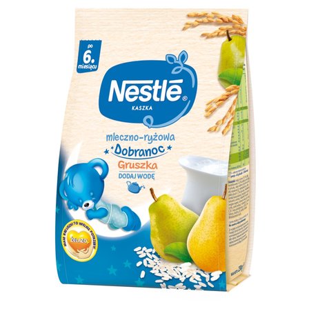 Nestlé Kaszka dobranoc mleczno-ryżowa gruszka dla niemowląt po 6. miesiącu 230 g (1)