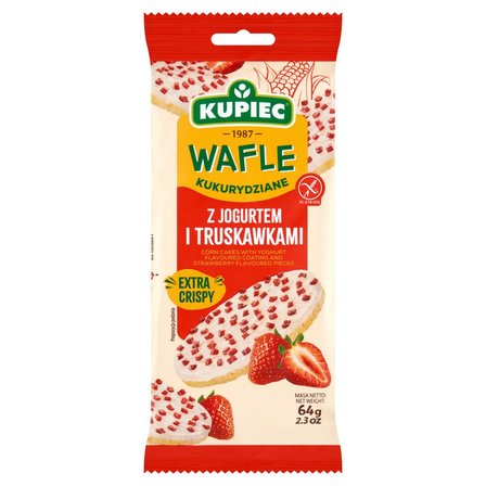 Kupiec Wafle kukurydziane jogurt truskawka 64 g (4 sztuki) (1)