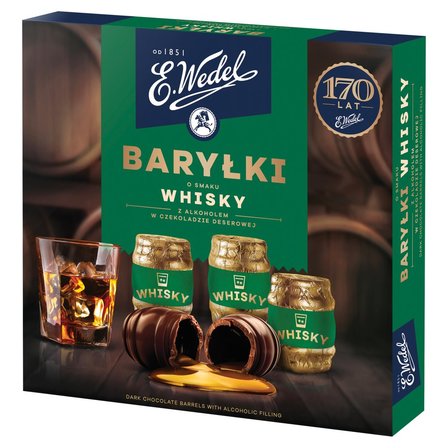 E. Wedel Baryłki o smaku whisky z alkoholem w czekoladzie deserowej 200 g (1)