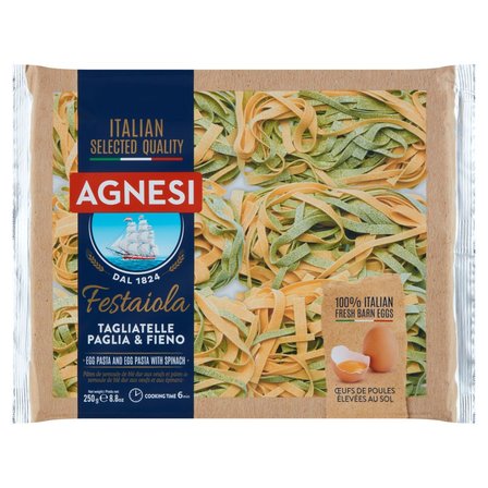 Agnesi Tagliatelle Paglia & Fieno Makaron jajeczny i makaron jajeczny ze szpinakiem 250 g (1)