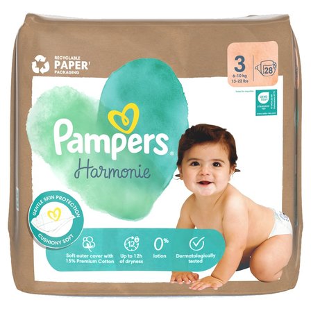 Pampers Harmonie Baby Pieluszki, rozmiar 3, 28 sztuk, 6kg-10kg (1)