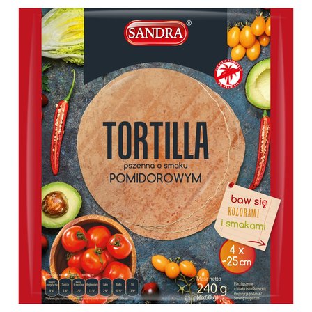 Sandra Tortilla pszenna o smaku pomidorowym 240 g (4 x 60 g) (1)