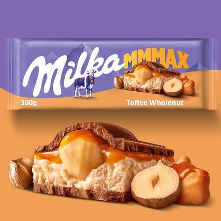 Milka Mmmax Czekolada mleczna z nadzieniem karmelowym i całymi orzechami laskowymi 300 g (5)