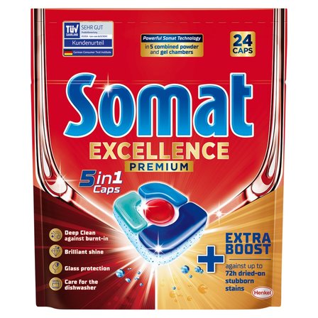 Somat Excellence Premium 5 iw 1 Caps Kapsułki do mycia naczyń w zmywarkach 468 g (24 sztuki) (1)