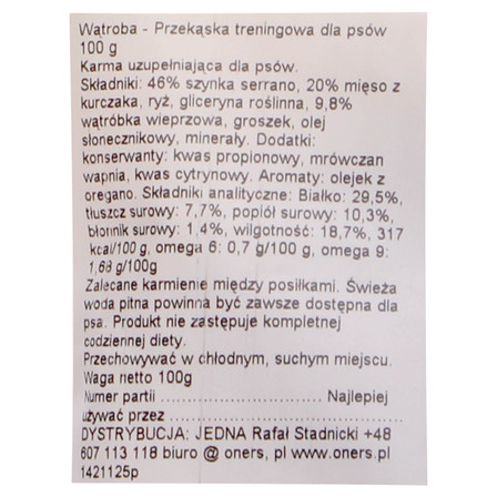 Oners przysmak dla psa  wątróbka 100g (3)