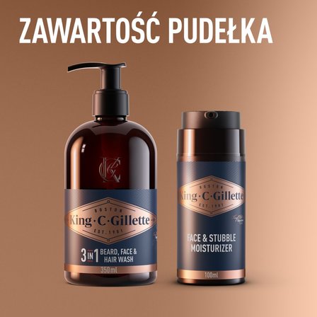 King C. Gillette Zestaw podarunkowy: oczyszczanie 3 w 1, 350 ml, środek nawilżający 100 ml (5)