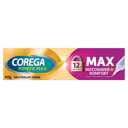 Corega Power Max Wyrób medyczny krem mocujący do protez zębowych neutralny smak 40 g (3)