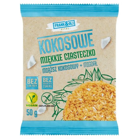 Frank&Oli Kokosowe miękkie ciasteczko miąższ kokosowy + migdał 50 g (1)