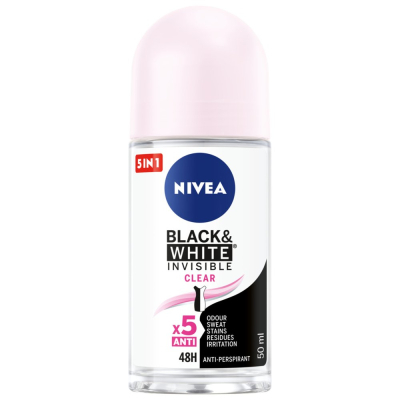 Nivea Black&White Invisible Clear Antyperspirant Roll ON 50 ml (1)