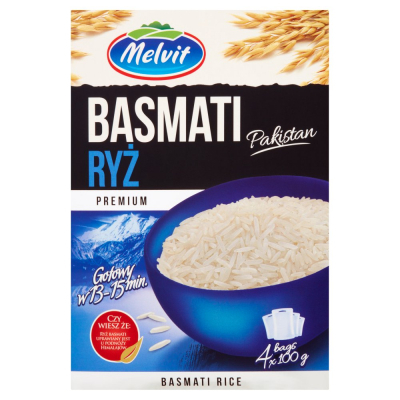 Melvit Premium Ryż Basmati Pakistan 400 g (4 torebki) (1)