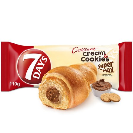 7 Days Cream & Cookies Super Max Rogalik z kremem z orzechów laskowych z kawałkami ciastek 110 g (2)