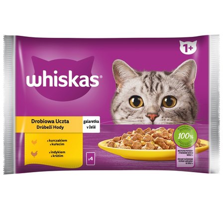 Whiskas Mokra karma dla kotów drobiowa uczta galaretka 340 g (4 x 85 g) (1)