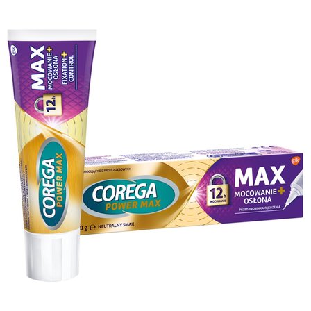 Corega Power Max Wyrób medyczny krem mocujący do protez zębowych neutralny smak 40 g (2)