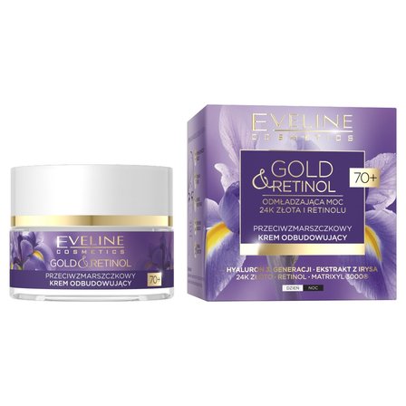 Eveline Gold&Retinol Przeciwzmarszczkowy krem odbudowujący, na dzień i na noc, 70+ (1)