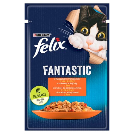 Felix Fantastic Karma dla kotów z kurczakiem i pomidorami w galaretce 85 g (1)