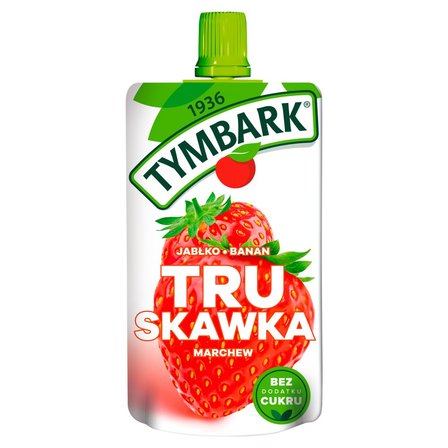 Tymbark Mus 100 % z owoców i marchwi truskawka jabłko banan marchew 120 g (1)