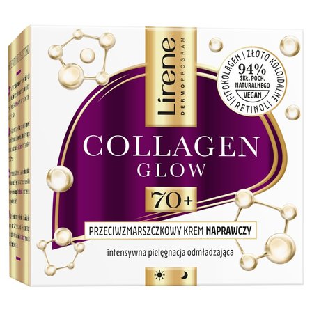 Lirene Collagen Glow Przeciwzmarszczkowy krem naprawczy 70+ 50 ml (1)