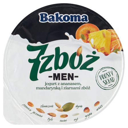 Bakoma 7 zbóż men Jogurt z ananasem mandarynką i ziarnami zbóż 300 g (3)