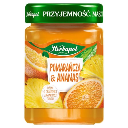 Herbapol Dżem o obniżonej zawartości cukru pomarańcza & ananas 280 g (1)