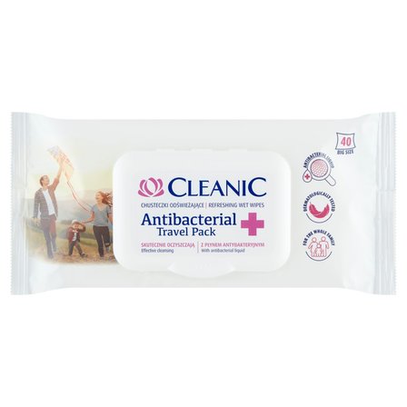 Cleanic Antibacterial Travel Pack Chusteczki odświeżające 40 sztuk (1)