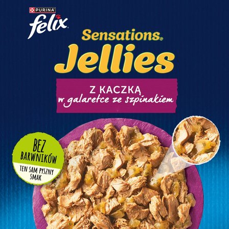 Felix Sensations Jellies Karma dla kotów z kaczką w galaretce ze szpinakiem 85 g (3)