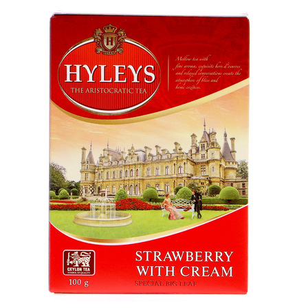 HYLEYS CREAM TEA Z DODATKIEM TRUSKAWEK 100G (1)