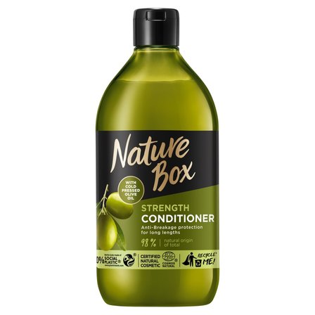 Nature Box Olive Oil Wzmacniająca odżywka do włosów długich i delikatnych z olejem z oliwki 385 ml (1)