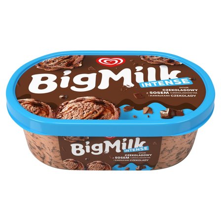 Big Milk Intense Lody smak czekoladowy z sosem czekoladowym i kawałkami czekolady 900 ml (1)