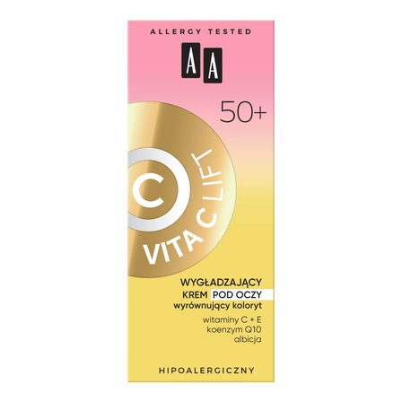 AA Vita C Lift 50+ wygładzający krem pod oczy wyrównujący koloryt 15 ml (1)