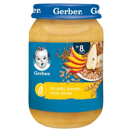 Gerber Gruszki mango i trzy zboża dla niemowląt po 8. miesiącu 190 g (1)